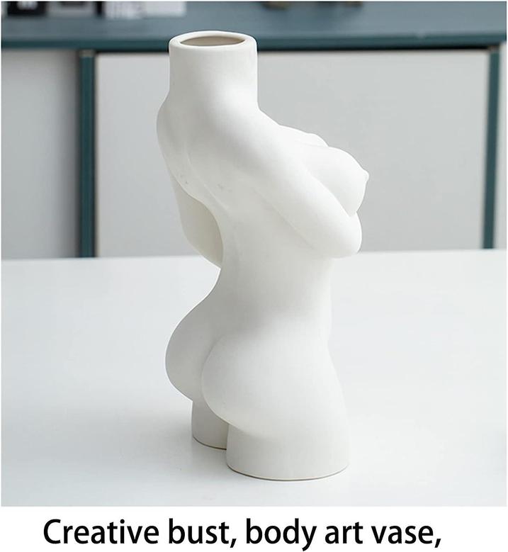 White Female Body Ceramic Vase, Decorative Art Breast Friend Vase, Modern Art Boho Home Decor Gift For Her