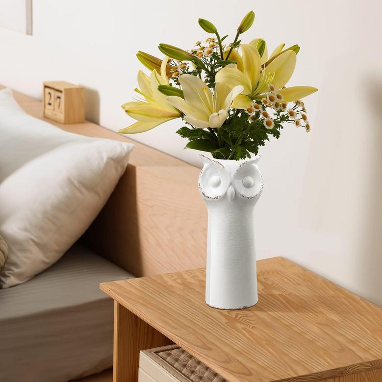 White Owl Ceramic Vase, Animal Face, Home Decoration, Decoration Gift Gift For Her