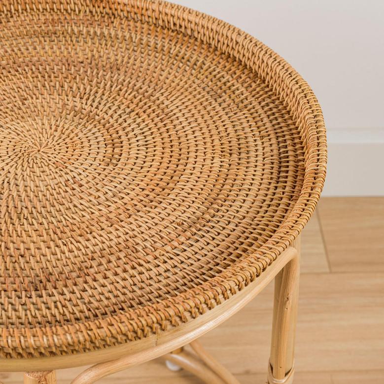 Wicker Basket Coffee Table Rattan Round Modern Coffee Table Minimalist Living Room Furniture