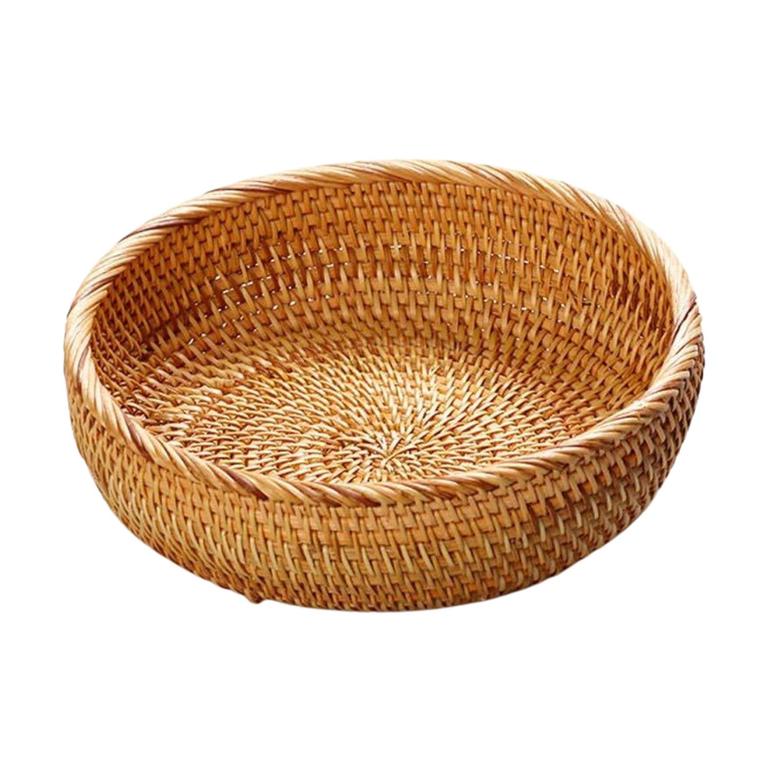 Wicker Bamboo Rattan Basket Storage Tray Woven Basket For Food Serving Tray Rustic Home Decor