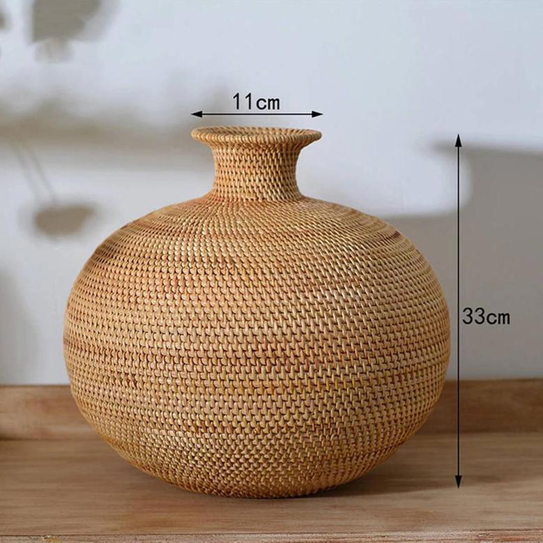 Wicker Vase Handmade Flower Vase Flower Pot Boho Farmhouse Home Decoration