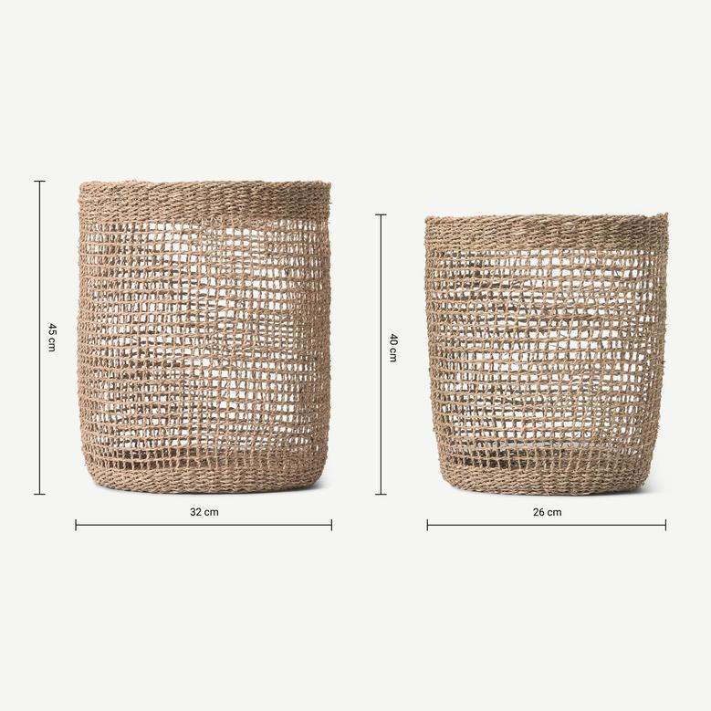 Wicker Waste Basket – Stylish Seagrass Storage Basket for Bathroom, Clothing, and Toys