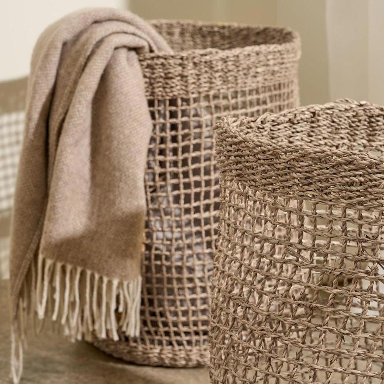 Wicker Waste Basket – Stylish Seagrass Storage Basket for Bathroom, Clothing, and Toys