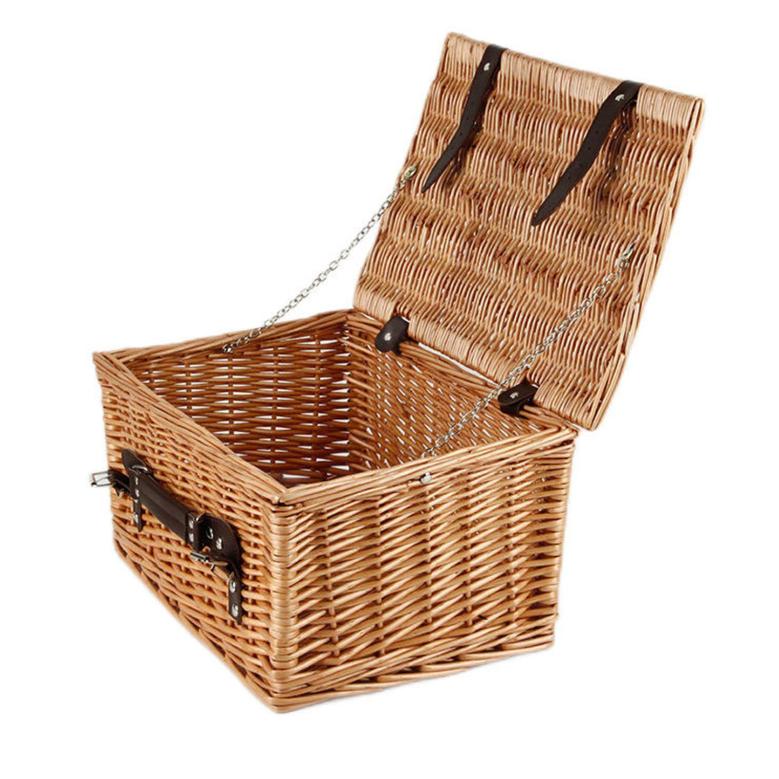 Wicker With Lid Natural Willow Rattan Storage Basket Boho Home Decoration