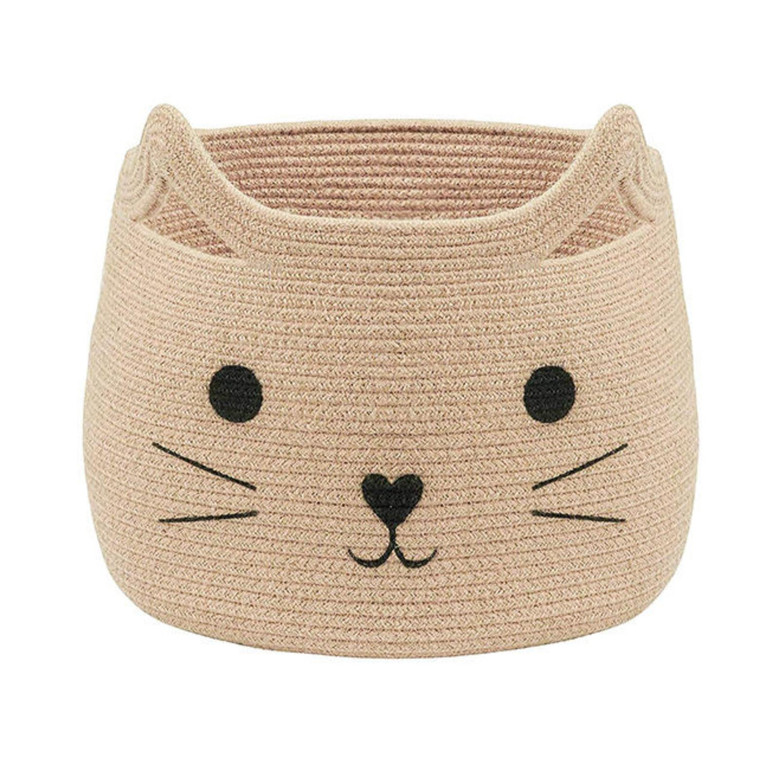 Woven Cat Shaped Wicker Basket Boho Home Decor