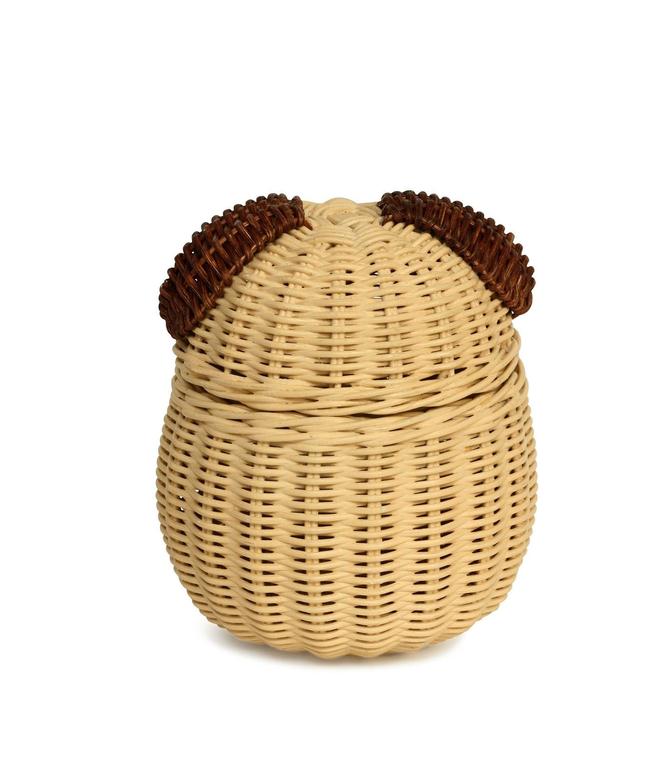 Woven Rattan Wicker Dog Storage Basket With Lid Hand Woven Shelf Organizer Boho Home Decor