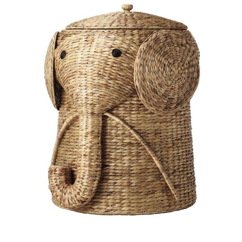 Elephant Wicker Basket Home Decorator Basket Animal Bathroom Basket Hamper