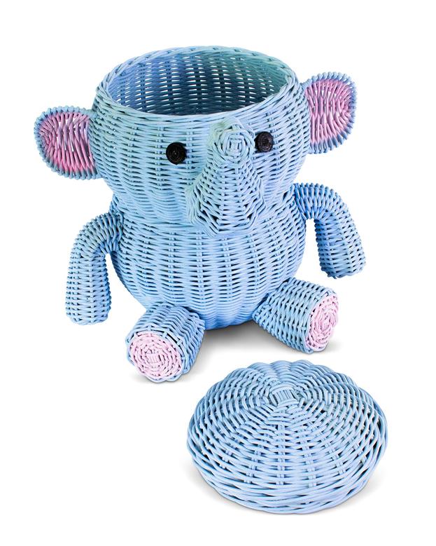 Elephant Wicker Basket Rattan Storage Basket With Lid Decorative Bin Home Decor