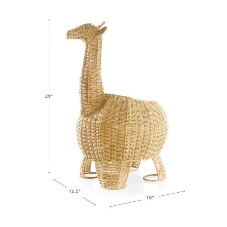 Giraffe Wicker Basket Home Decor Organizer Animal-Shaped Rattan Woven Storage Bin
