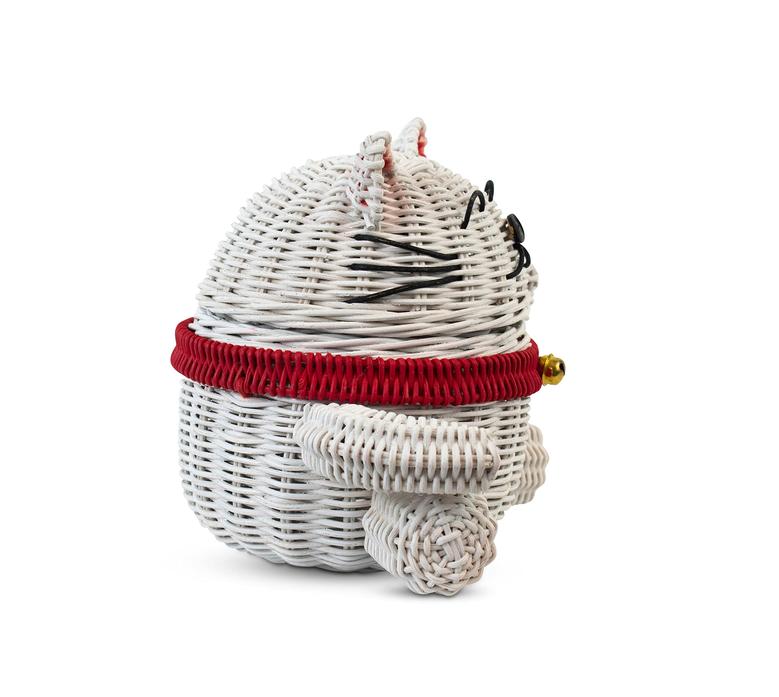 Wicker Cat Basket Rattan Storage Basket With Lid Decorative Bin Shelf Organizer