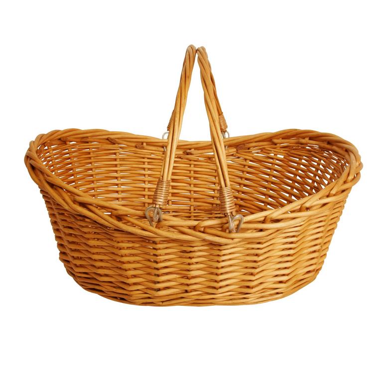 Wicker Easter Basket Light Brown Hand Woven Wicker Ratton Basket for Storage with Handles