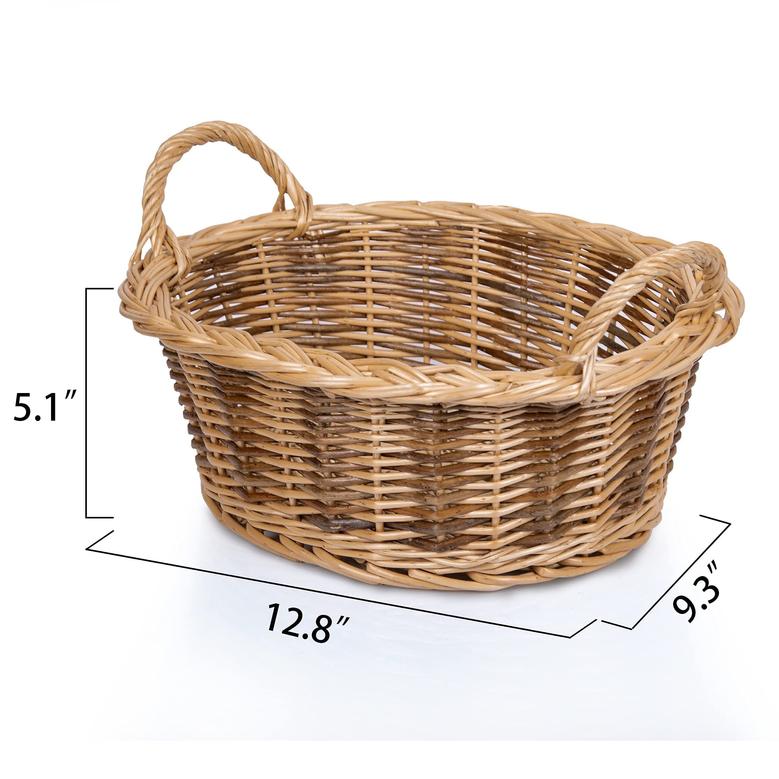 Wicker Easter Basket Hamper with Handle Gift Boho Farmhouse Decor