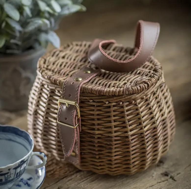 Wicker Fishing Basket Small Decorative Woven Basket Vintage Fishing Creel