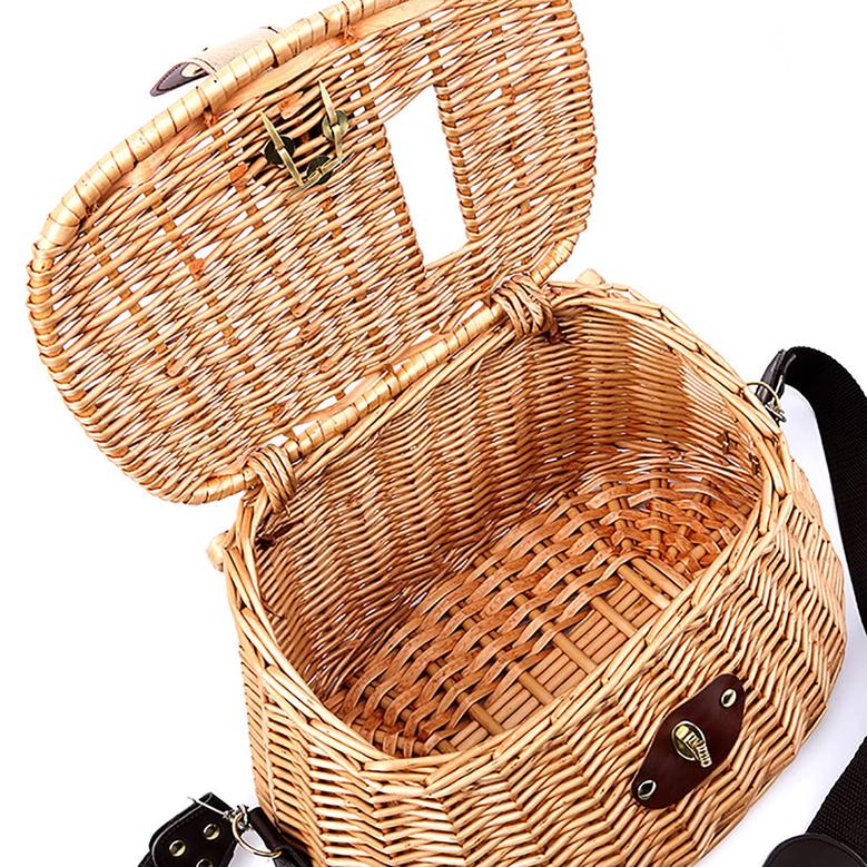 Wicker Fishing Basket Vintage Fishing Bucket with Adjustable Shoulder Strap Picnic Basket Gift For Her