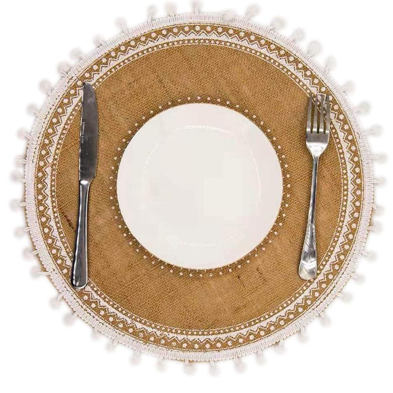 Wicker Table Placemats 15in Round Circle Placemats Boho Set of 4 Farmhouse Decor