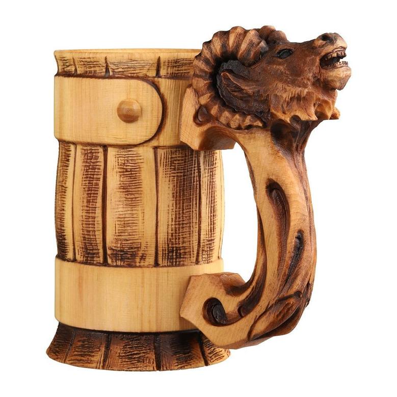 Beer Stein, Wooden Beer Mug Ram, Viking Mug, German Style Mug, Nord Mug