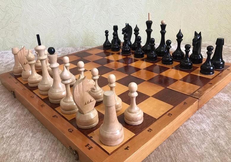 1980s made! Weighted Vintage Soviet Wooden selling Chess - USSR