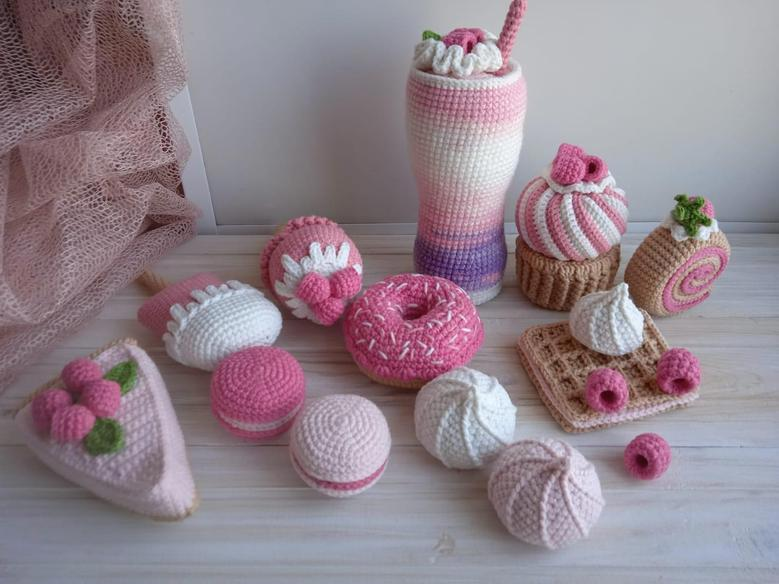 Crochet Sweets Set 12 Pcs Crochet Play Food Set Kitchen Play Set For Kids