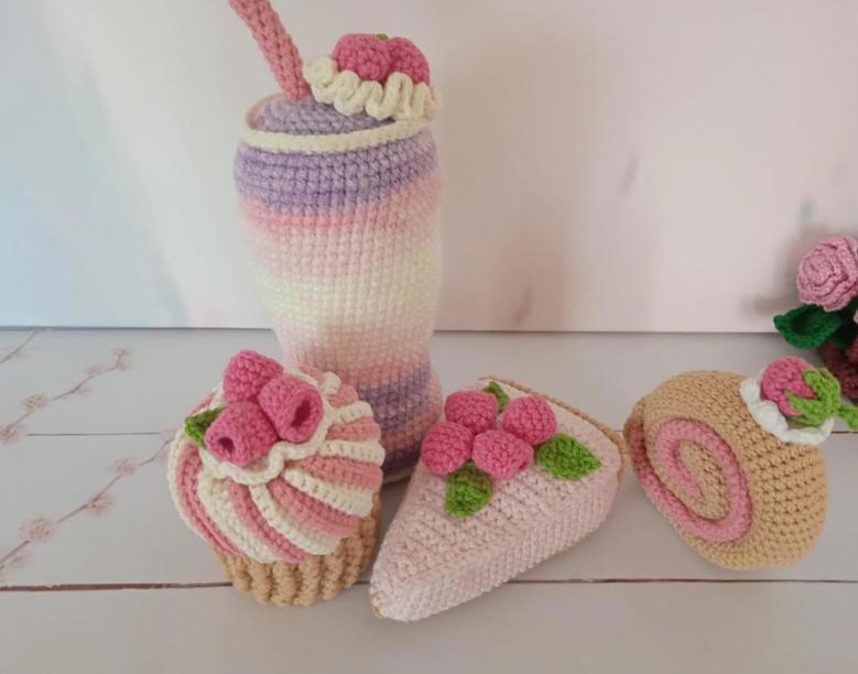 Crochet Sweets Set 12 Pcs Crochet Play Food Set Kitchen Play Set For Kids