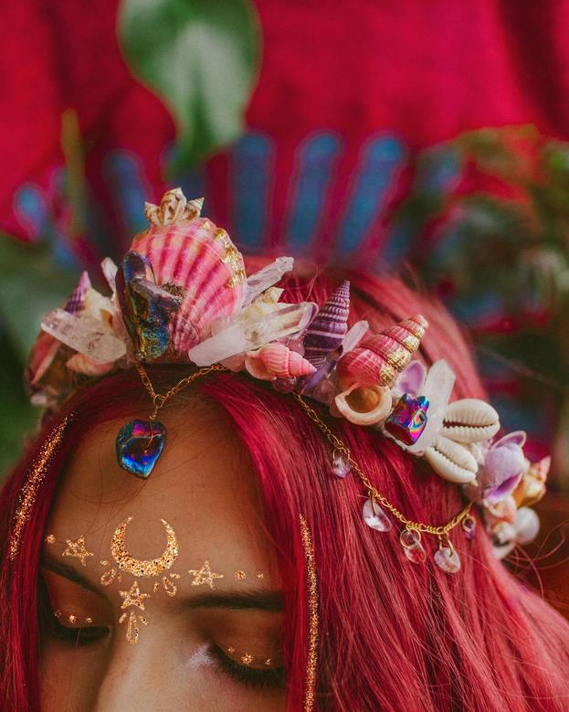 Love At The First Sight Mermaid Crown - Bohemian Festival Tiara, Hippie Headband, Hair Accessory