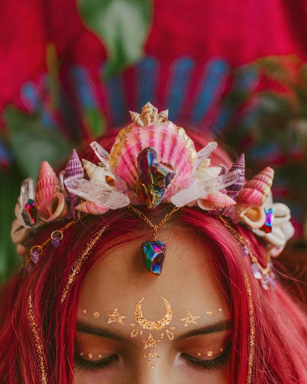 Love At The First Sight Mermaid Crown - Bohemian Festival Tiara, Hippie Headband, Hair Accessory