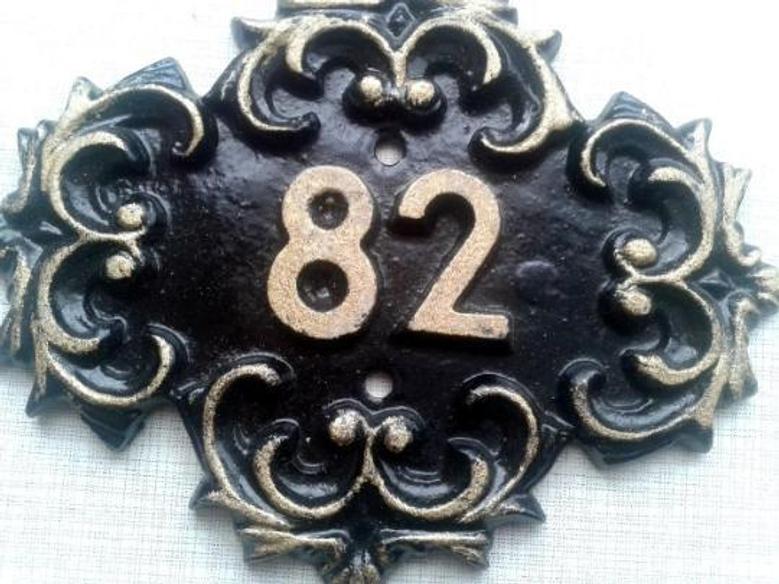 Melal Cast Iron 82 Address Number Vintage Door Plaque