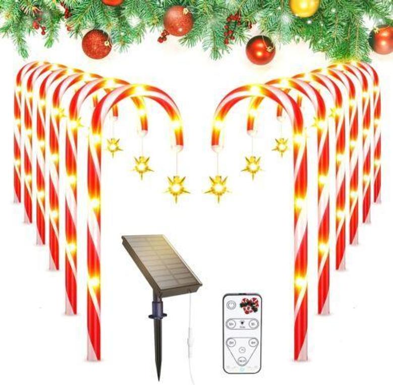 Solar Path Light Candy Canes For Christmas Decor