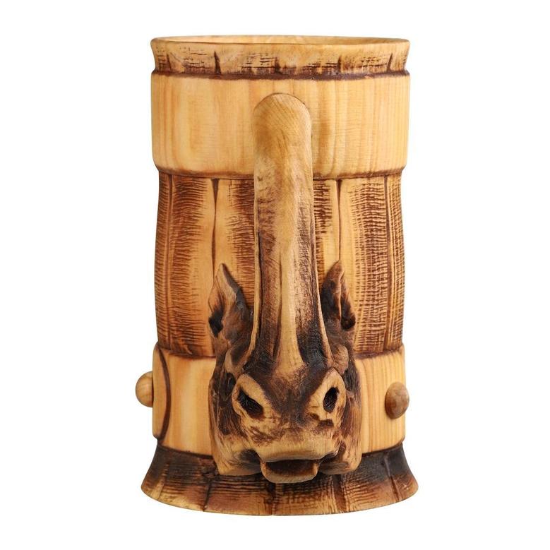 Wooden Beer Mug Rhinoceros, Viking Mug, Beer Stein, Wooden Tankards, German Style Mug, Nord Mug,