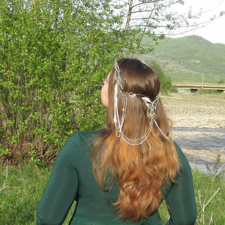 Arwen Crown, Elf Crown, Wire Wrapped Butterfly Crown, Arwen Coronation Crown, Wedding Crown, Elf Costume
