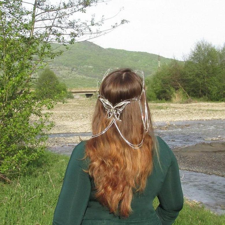 Arwen Crown, Elf Crown, Wire Wrapped Butterfly Crown, Arwen Coronation Crown, Wedding Crown, Elf Costume