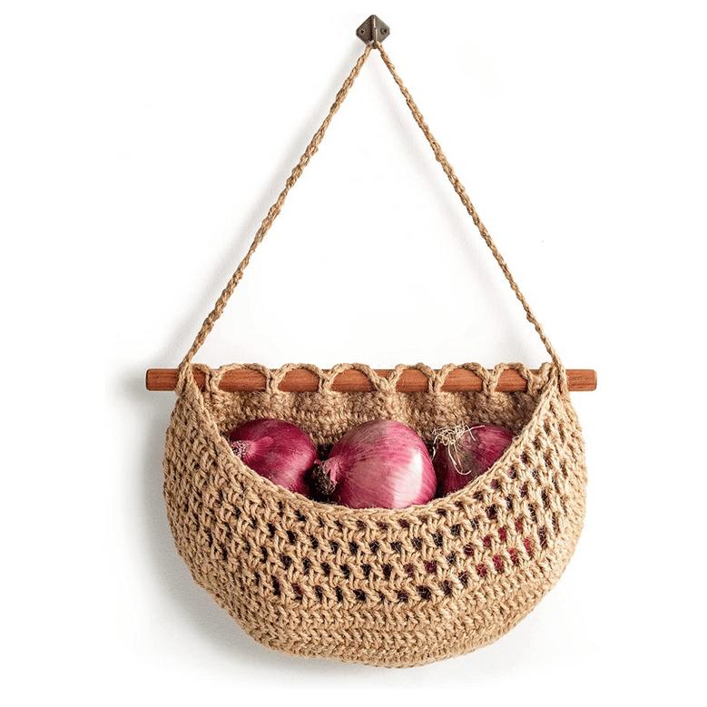 Jute Fruit Basket Oval Boho Wall Baskets Woven Jute Basket Storage for Kitchen