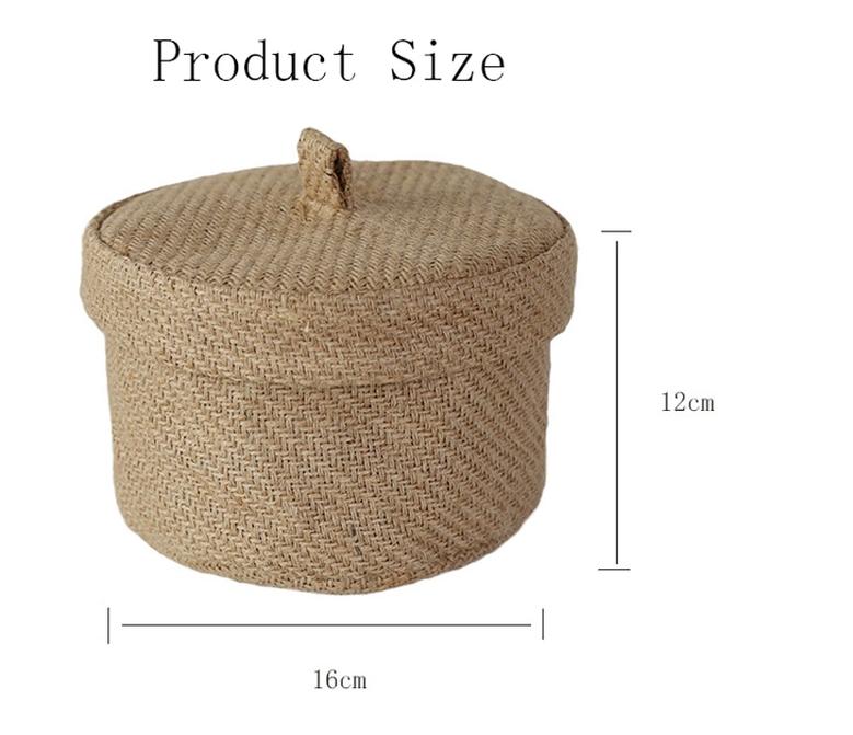 Jute Storage Basket Set of 2 Round Small Seagrass Baskets with Lid home Decor