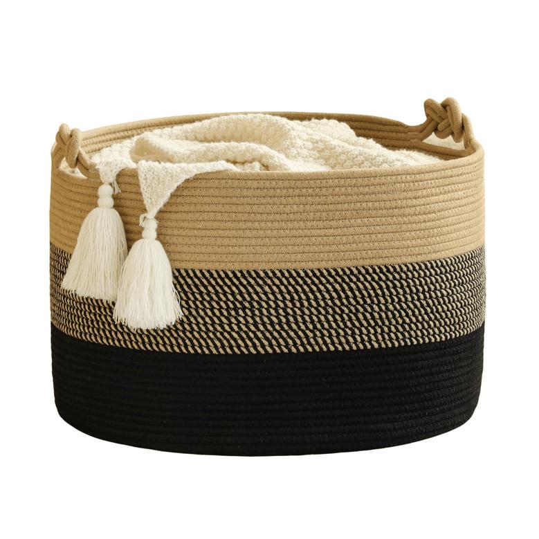 Black Jute Basket Large Blanket Basket for storage Baby Laundry Hamper