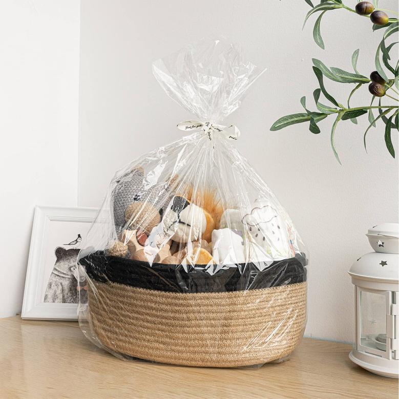 Black Jute Basket Small Woven Chest Box with Handles Basket Room Storage Basket