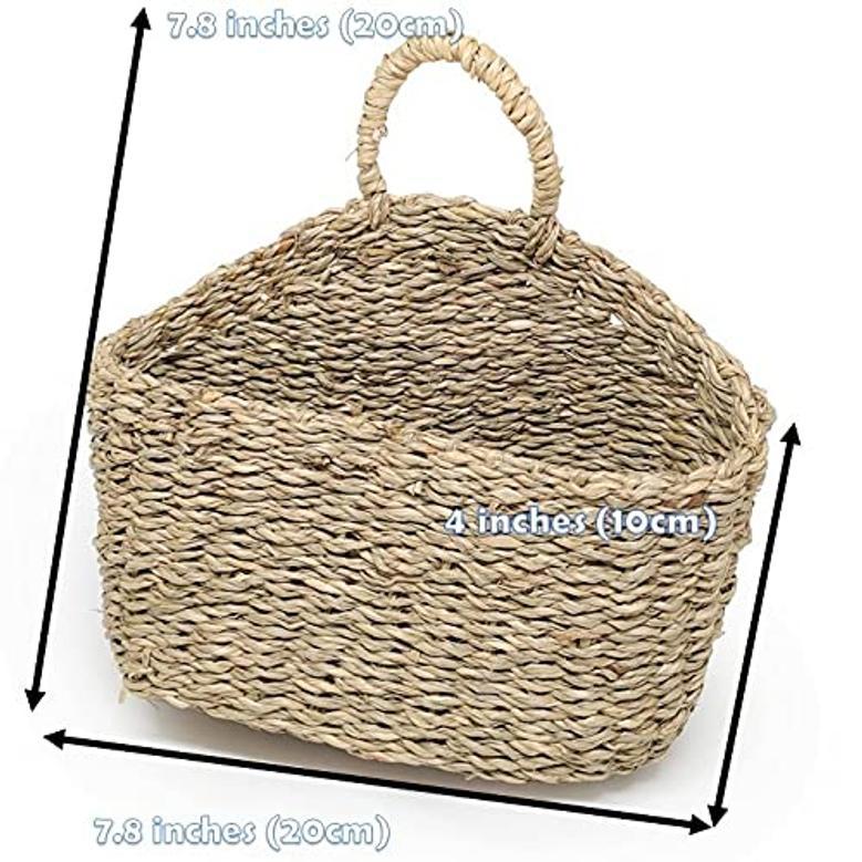 Natural Small Seagrass Hanging Wall Basket Hobo Home Decor