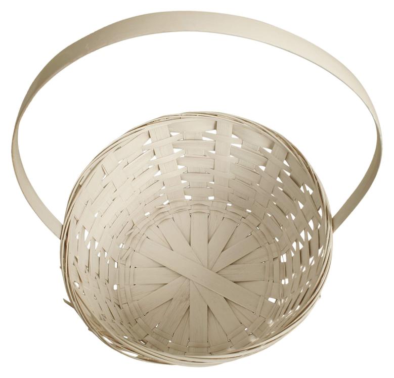 White Bamboo Basket Set of 3 Hanging Fruit flower Baskets with handles