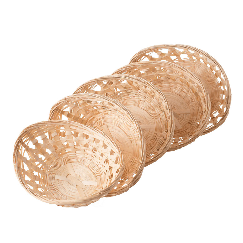 Natural Oval Bamboo Bread Fruit Baskets Set of 5 Storage Display Trays