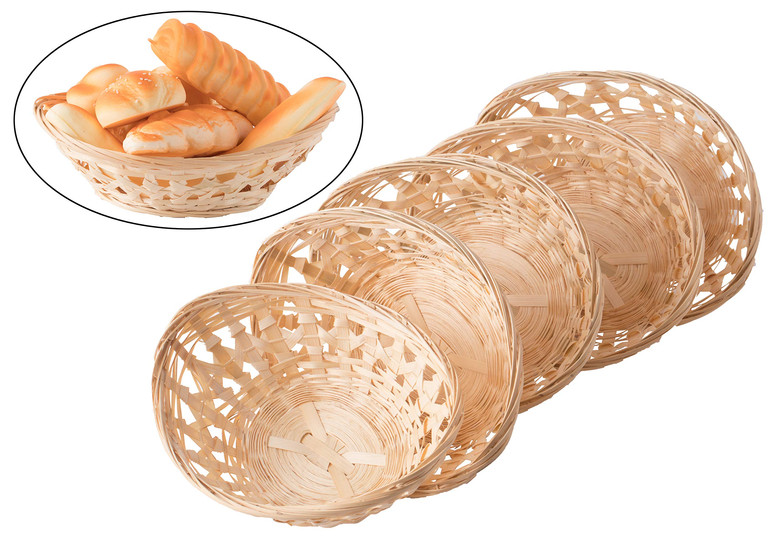 Natural Oval Bamboo Bread Fruit Baskets Set of 5 Storage Display Trays