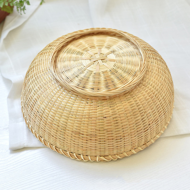 Natural Round Bamboo Bread Fruit Baskets Set of 3 Serving Basket Farmhouse Decor