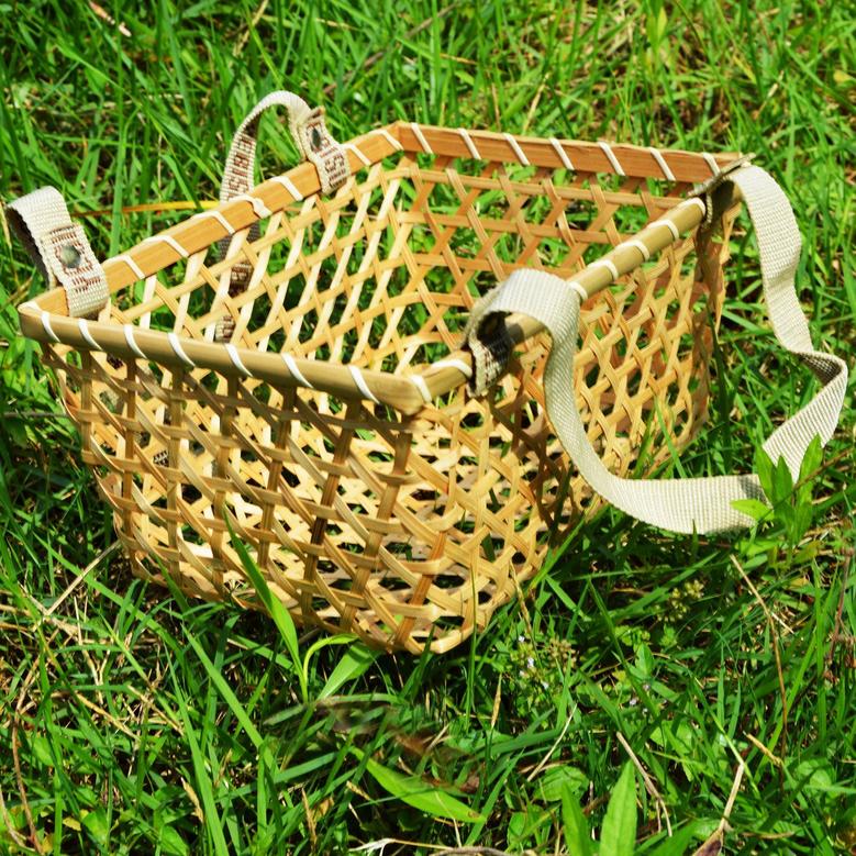 Rectangular Bamboo Weave Basket With Handle Set of 2 Friendly Shopping Basket
