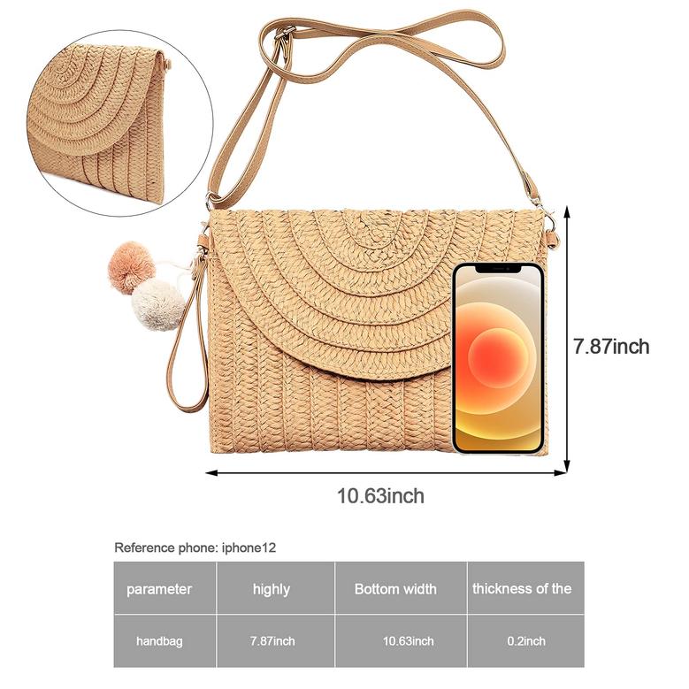 Light Brown Wicker Bag Straw Crossbody Shoulder Bag Casual Beach Straw Handmade Bag Gift For Her
