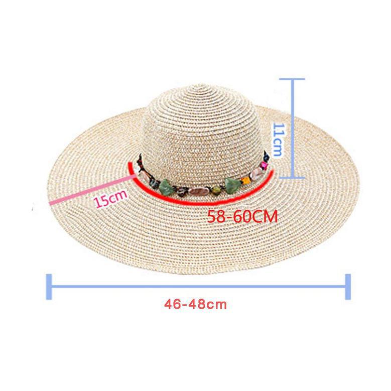 Beige Large Straw Hat Bowknot Floppy Foldable Roll up Beach Cap Sun Hat Summer UV Protection