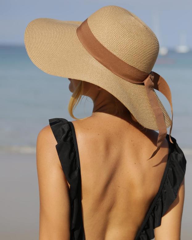 Khaki Dark Orange Straw Hat Wide Brim UPF 50 Summer Hat Foldable Roll up Floppy Beach Hats for Women