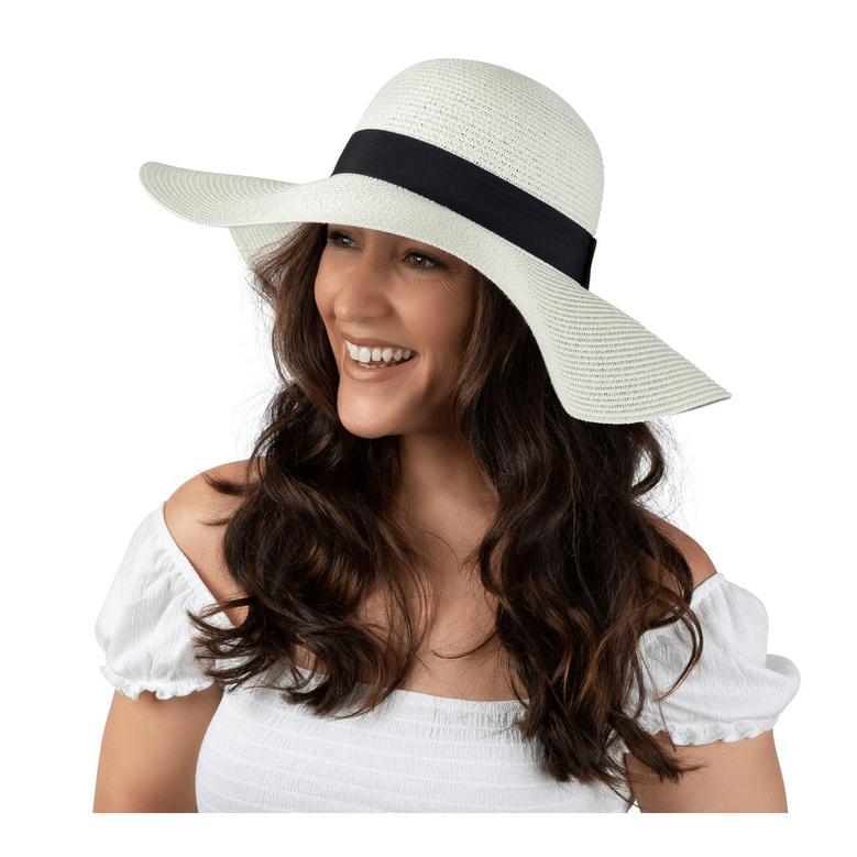 Ivory Large Straw Hat Women Floppy Sun Hat with Wide Brim Foldable Roll-Up Straw Beach Hat UPF 50