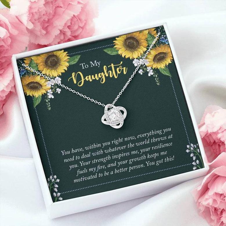"A Gift For Daughter" From Mom/Dad Love Knot Necklace - Your Strength