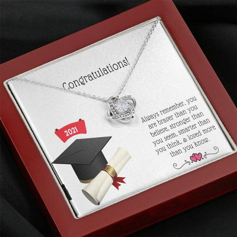 Graduation Gift - Love Knot Necklace -Always Remember- Congratulations