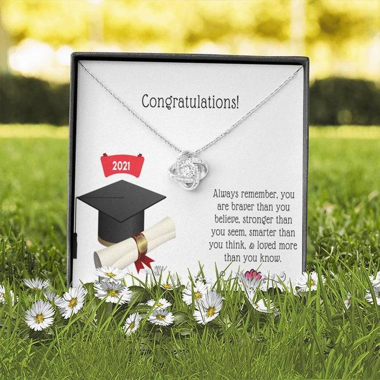Graduation Gift - Love Knot Necklace -Always Remember- Congratulations