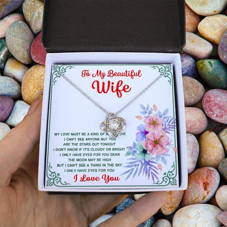 Beautiful Gift For Beautiful Wife - Love Knot Necklace With Message Card