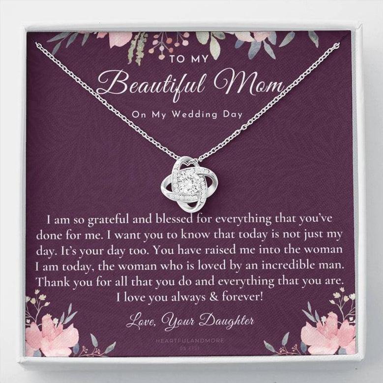 Bride To Mom Gift, To Mom On Wedding Day From Daughter, Gift From Bride To Mom On Wedding Day, Wedding Day Gift To Mom, Love Knot Necklace-Gift