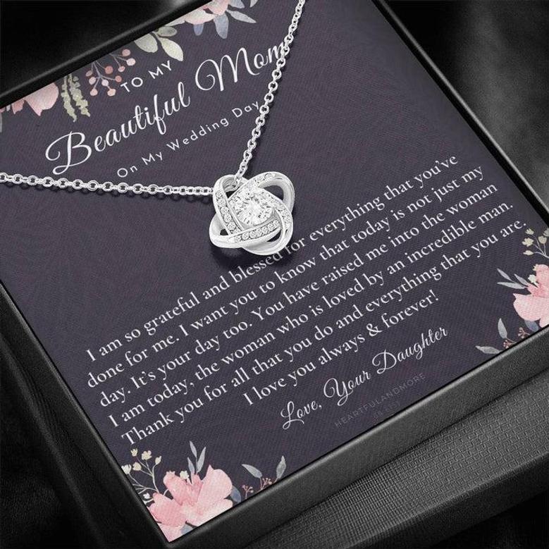 Bride To Mom Gift, To Mom On Wedding Day From Daughter, Gift From Bride To Mom On Wedding Day, Wedding Day Gift To Mom, Love Knot Necklace-Gift